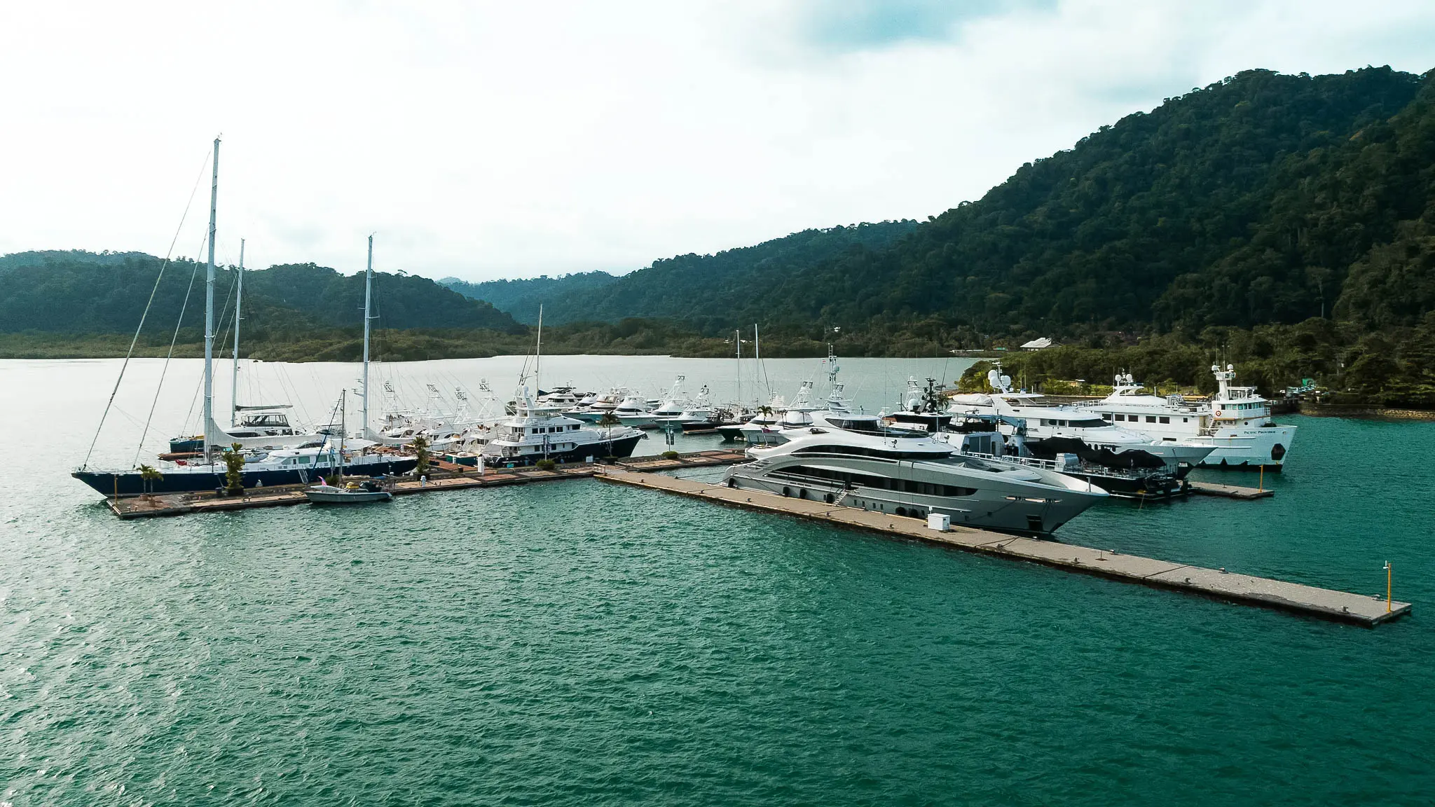 Boats moored in Marina Bahia Golfito