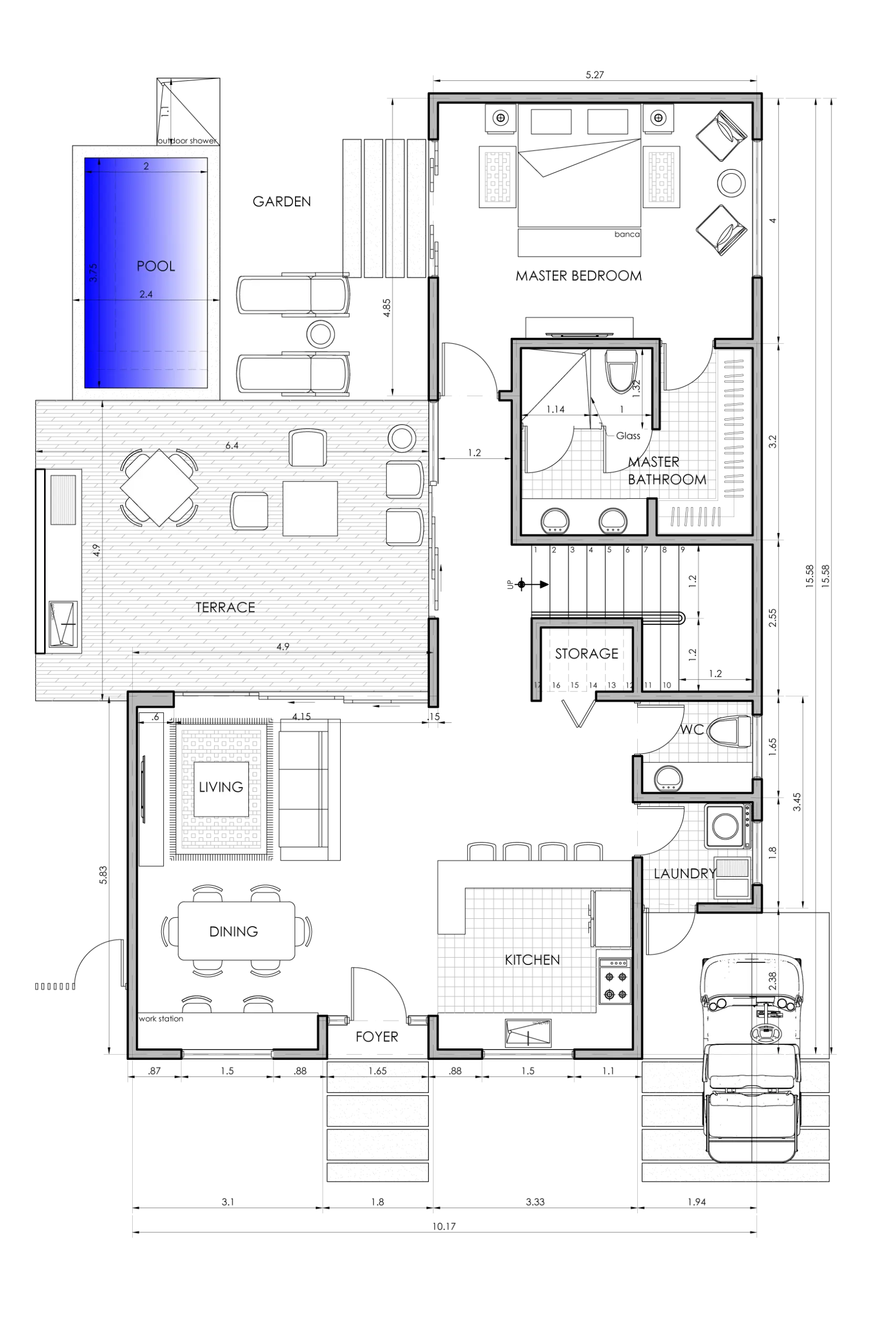 Model Home B — 3 bedroom floor plan, 1st floor