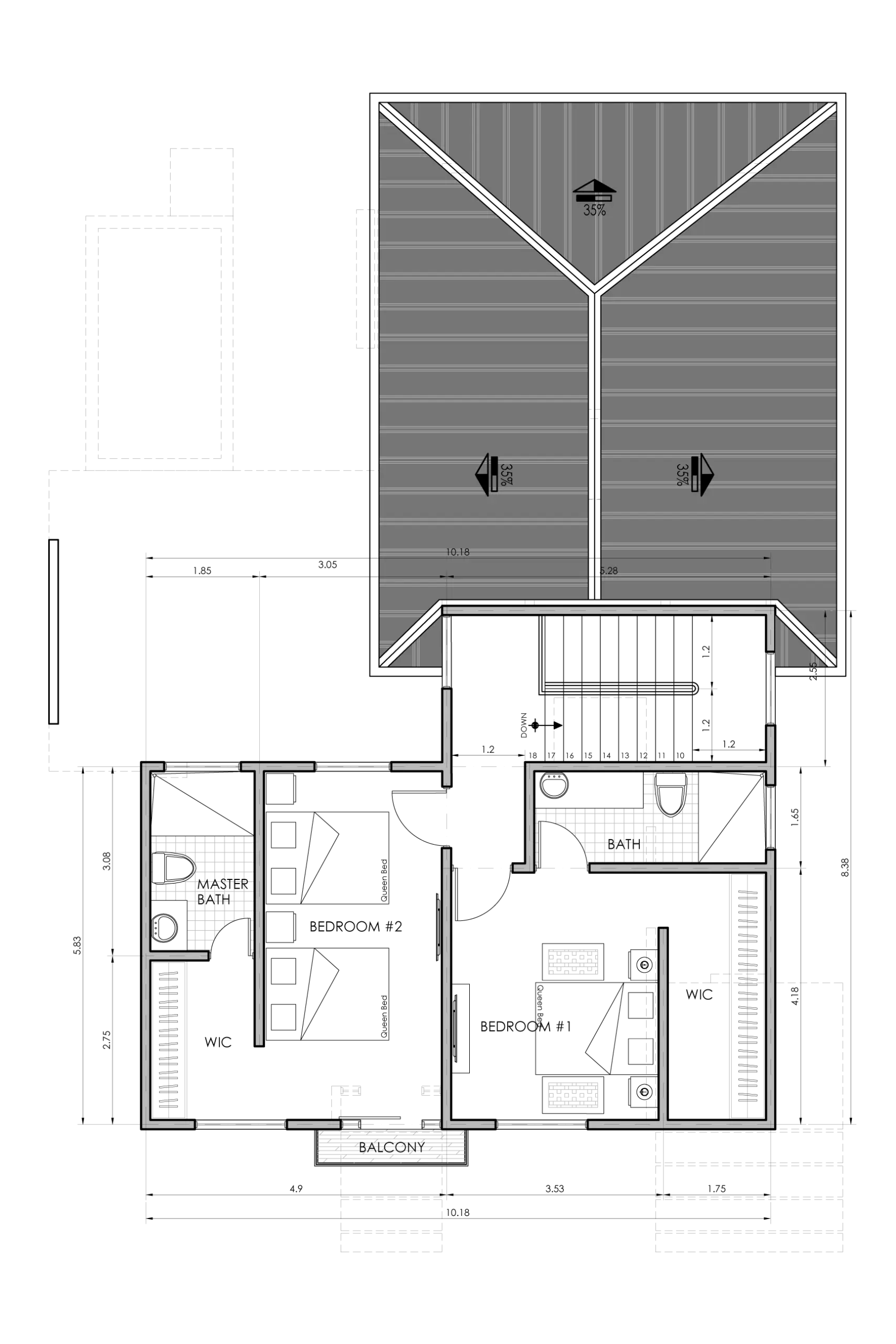 Model Home B — 3 bedroom floor plan, 2nd floor