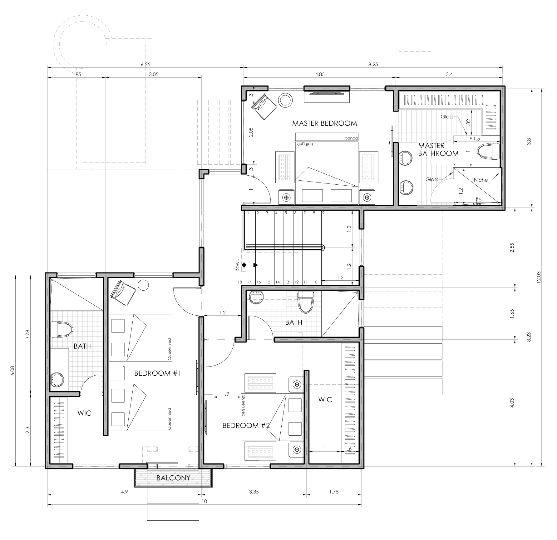 Model Home C — 3 bedroom floor plan, 2nd floor